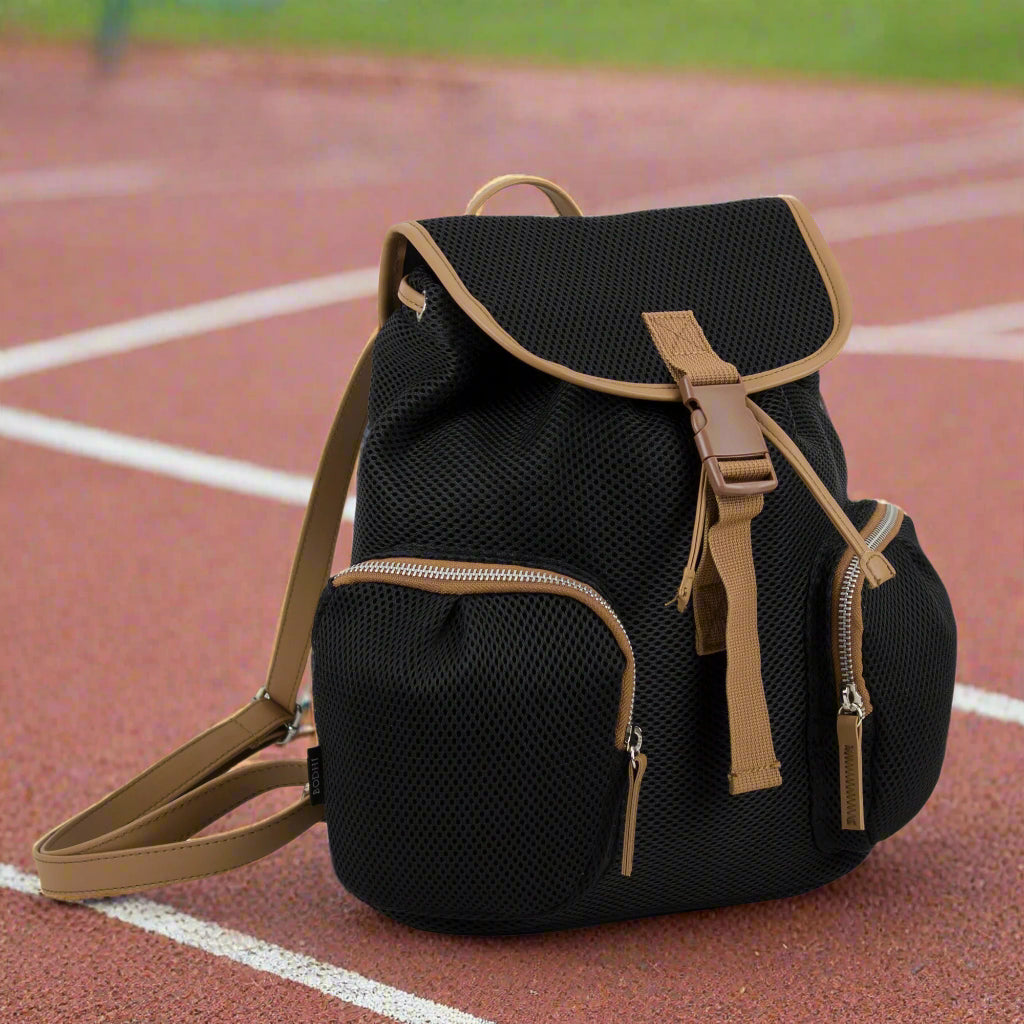 BODHI Drawstring Mini Backpack Bag with Exterior Cargo Double Zipper Pockets