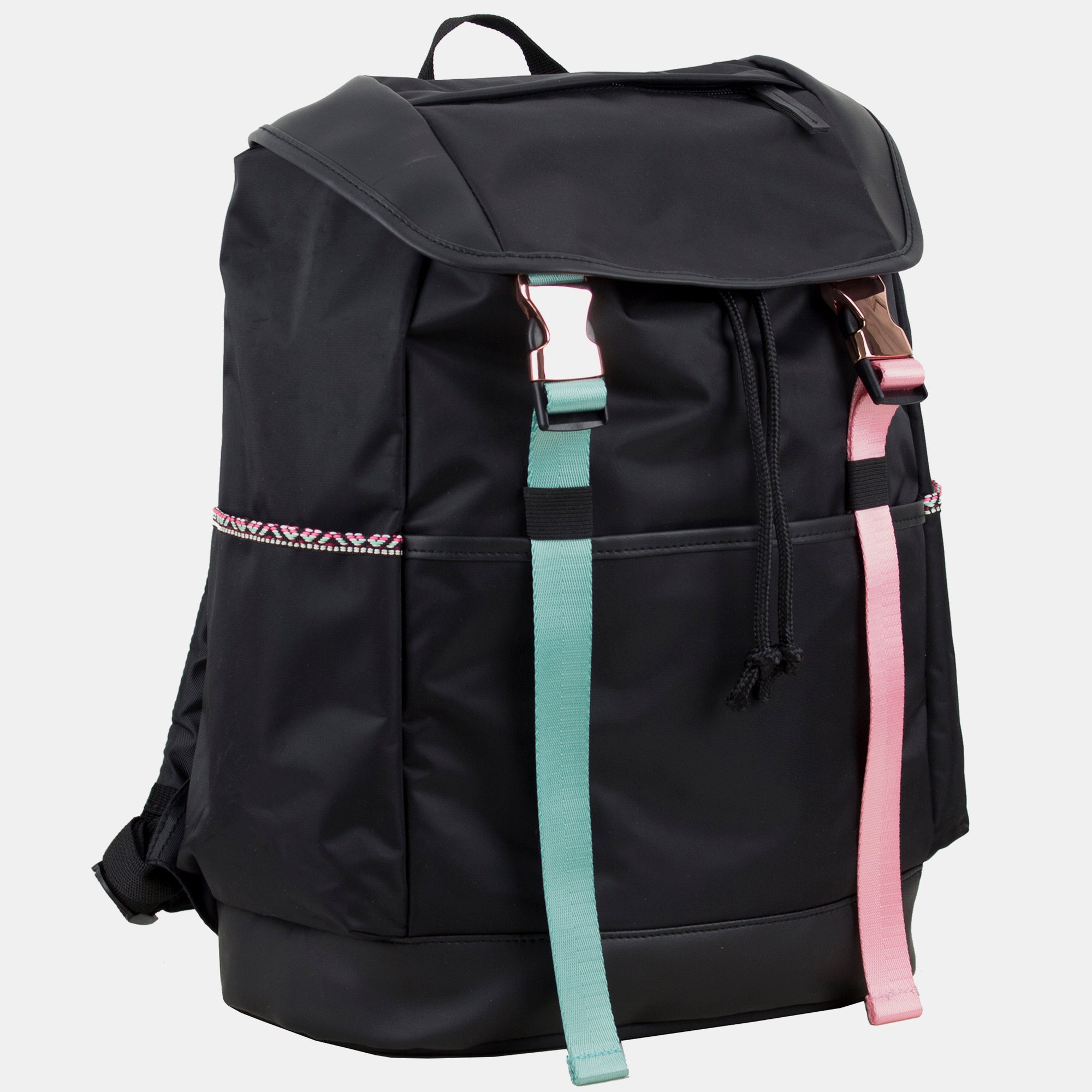 Drawstring Backpack With Double Rose Gold Buckles