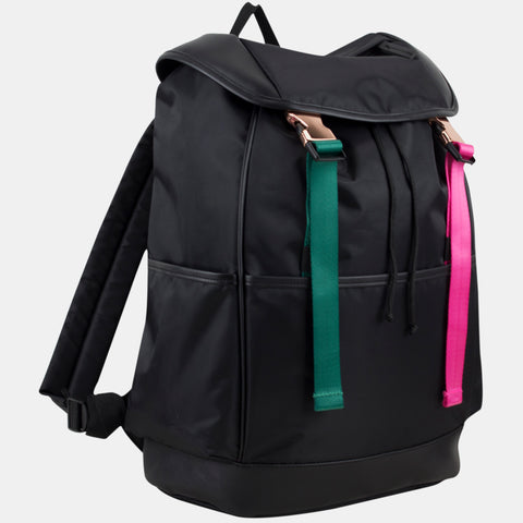 Drawstring Backpack With Double Rose Gold Buckles Green/Pink