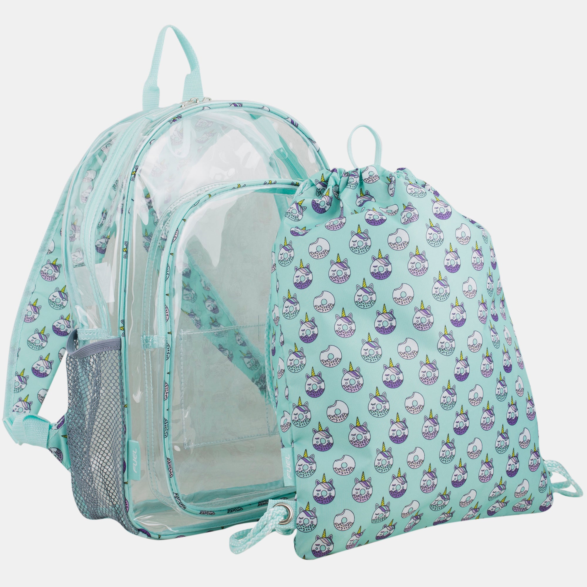 Clear Backpack and Cinch Sling Bundle Set, Transparent