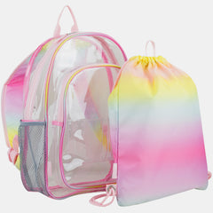 FUEL Clear Backpack and Cinch Sling Bundle Set, Transparent